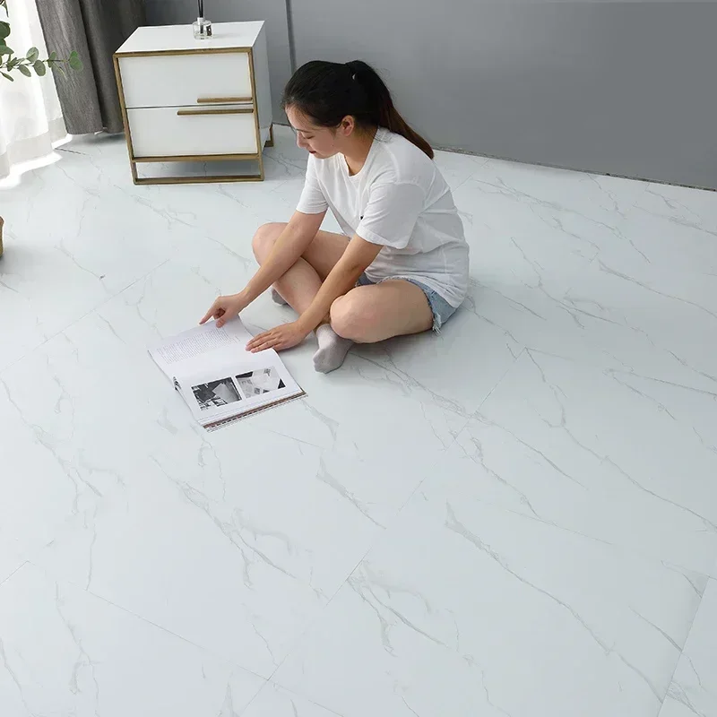 12 pieces of self-adhesive imitation marble tile floor stickers PVC waterproof living room bathroom kitchen home floor stickers