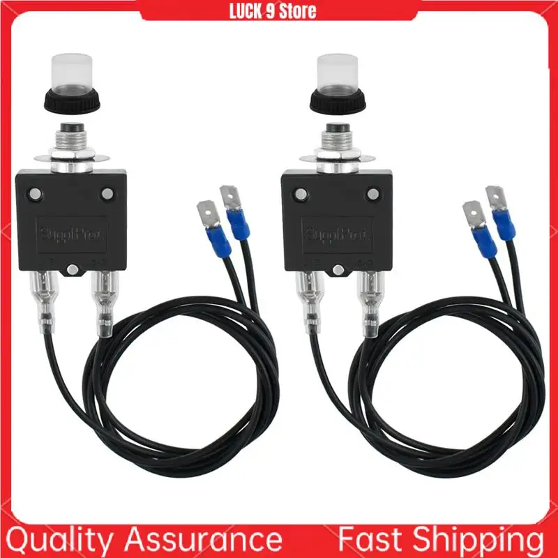Push Button Manual Reset Circuit Breaker Auto Trip Thermal Circuit Breaker 18AWG Wires And Waterproof Cap-AB52