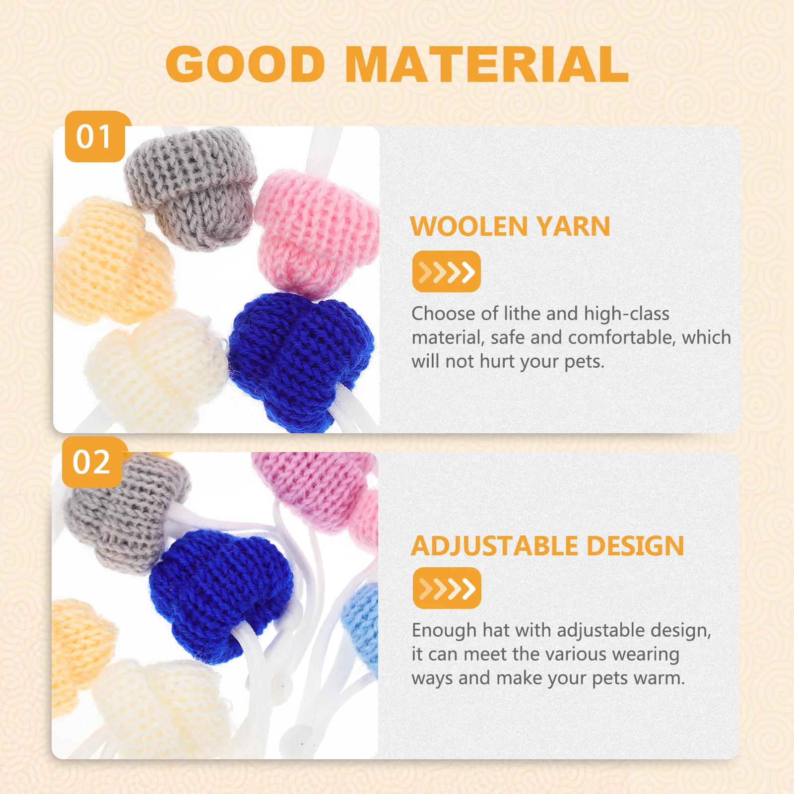

10 Pcs Mini Knitting Mini Hats Comfortable Knitting Adjustable Festive Chicken Hat Decors Dog Hats Christmas Warm Safe
