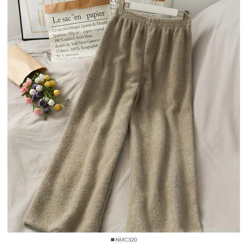 Velo di visone Gamba larga Autunno e inverno Pile ispessito Drappo a vita alta che fornisce un effetto dimagrante casual mentre i pantaloni CQ138