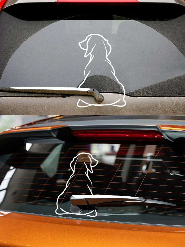 21*31CM Cute Funny Dog Moving Tail Car Sticker Window Wiper Decals Dog Sticker Car Rear Sticker Wiper Tail Decals Windshield