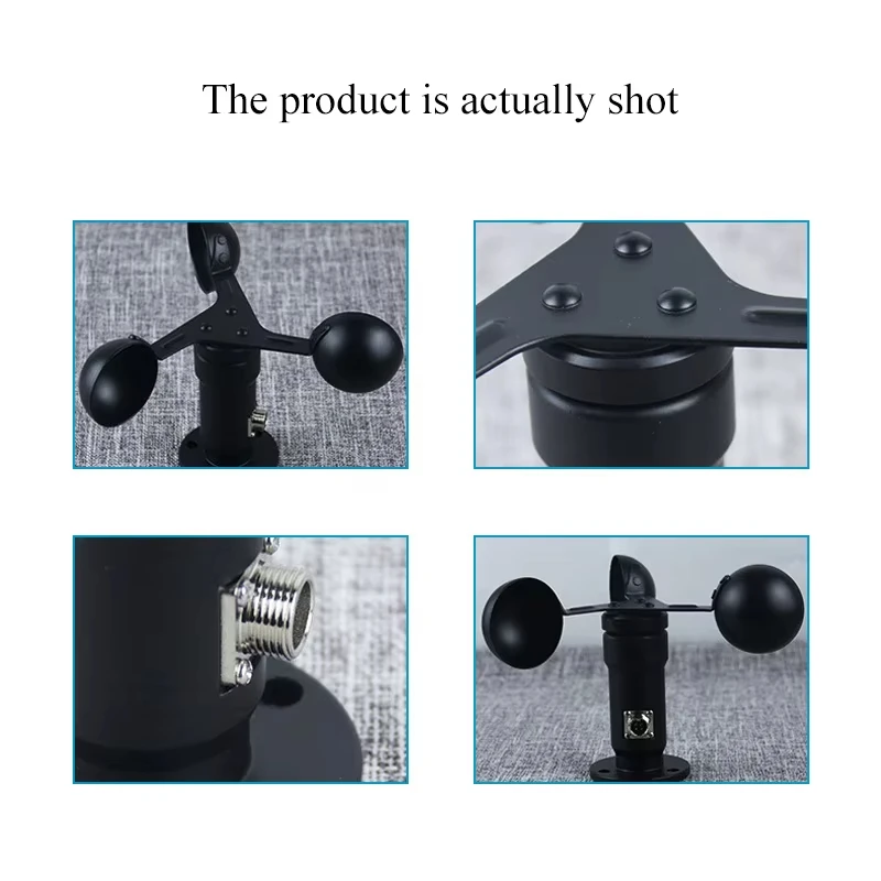 Aluminium Alloy Wind Speed Sensor Boat Anemometer -40-80C 0.1m/s Resolution 0.3m/s Start Airport