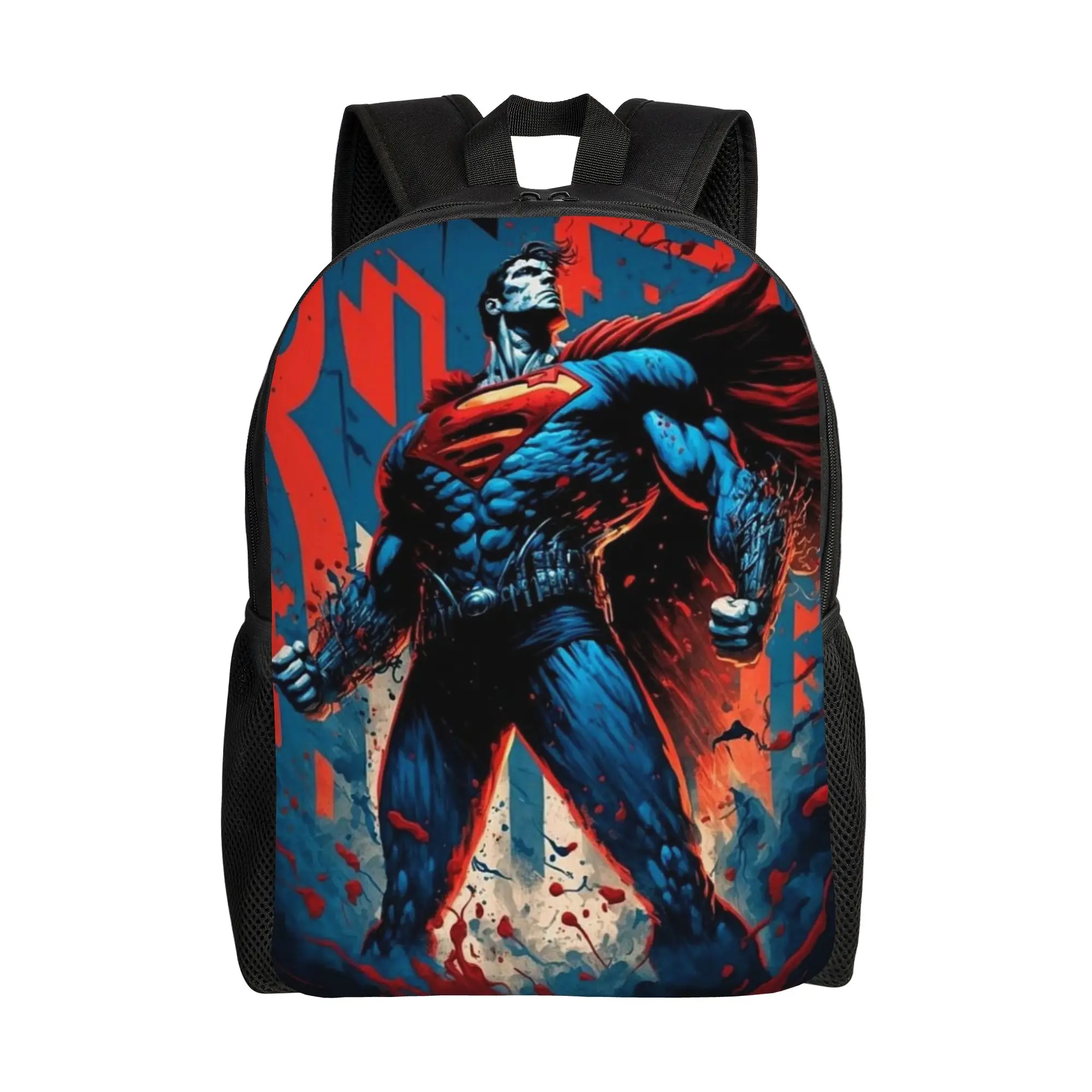 Back to school season Superman Graffiti Style Poster Knapsack  Ladies Adjustable Strap Backpack