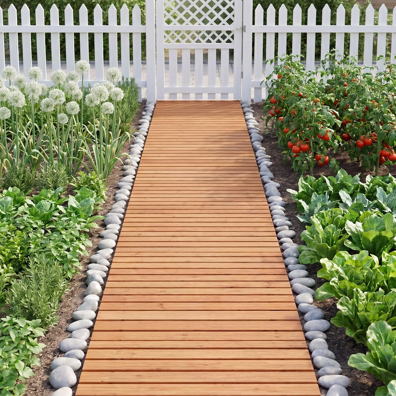 8 FT Wooden Garden Pathway 2PCS, 21.5