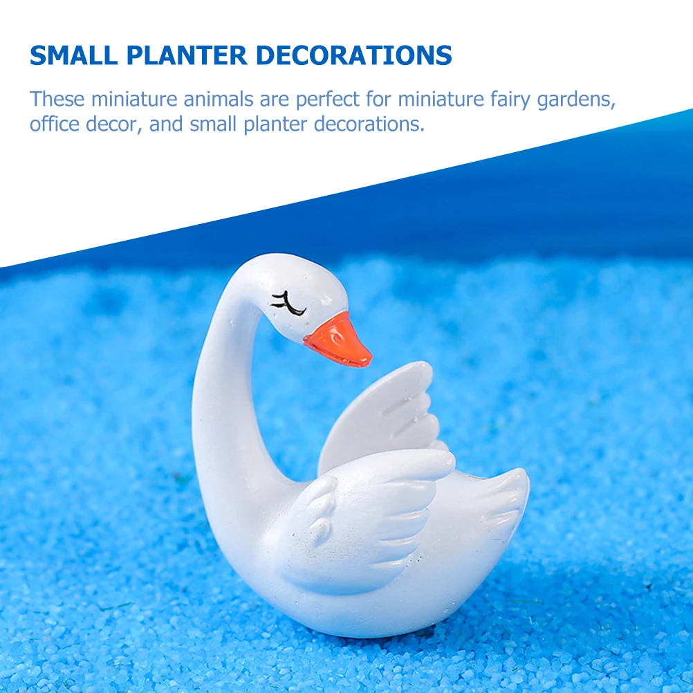 

4 Pcs Figurines Resin Bonsai Decoration Decor Micro Landscape Ornament Bonsai Decoration Small Mini Swan Figurines Statue