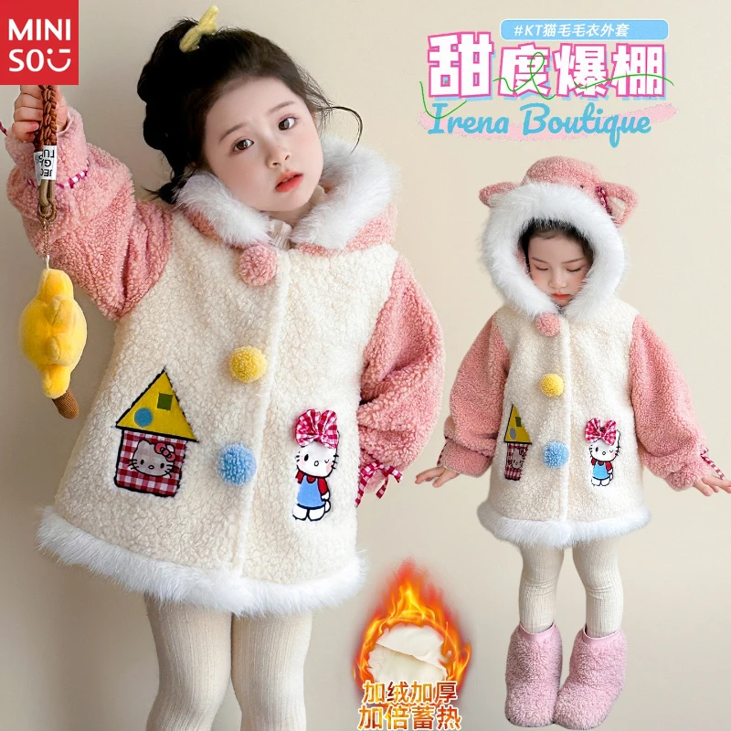 

2025 Girls Fleece Coat Winter Hello Kitty Fuzzy Top Thickened Cartoon Warm