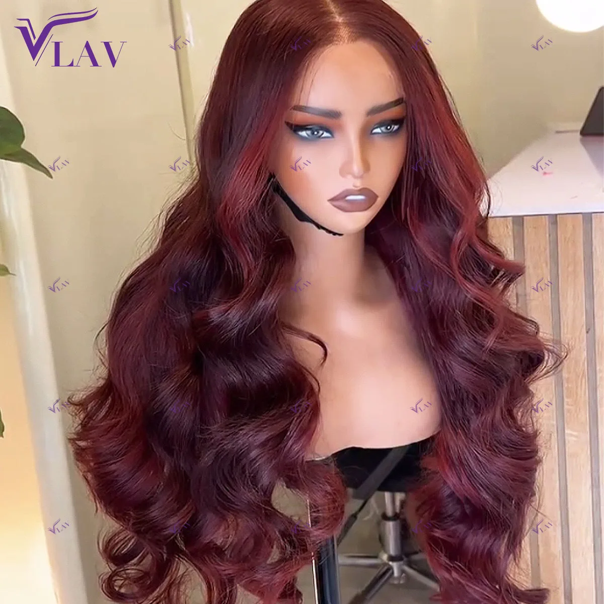 

Glueless Wigs Human Hair 13x4/13×6 HD Transparent Lace Frontal Wigs 360 HD Lace Preplucked For Women Red Color 99J Wig Body Wave