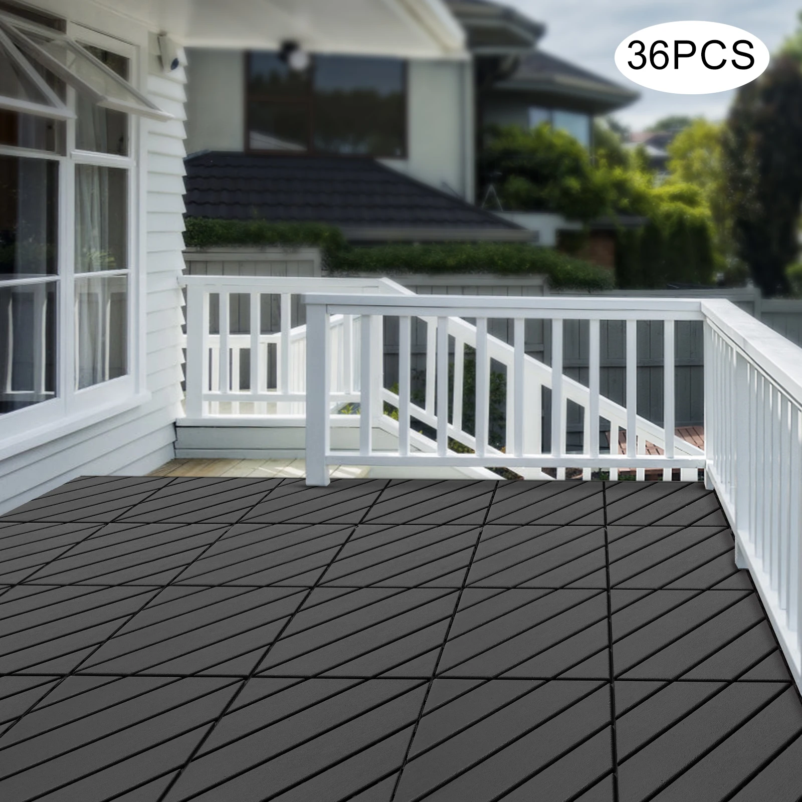 Plastic Interlocking Deck Tiles, 36 Pack Outdoor Patio Flooring, 12