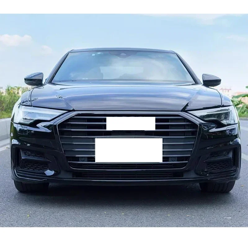 FIT FOR Audi A6 2019 2020 2021 2022 2023 Glossy Black ABS front bumper grill forming fog lamp strip cover trim delete Chrome