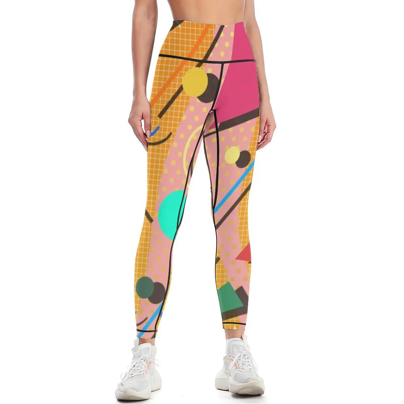 

80s pop retro pattern Leggings legging push up push up tights for Womens Leggings