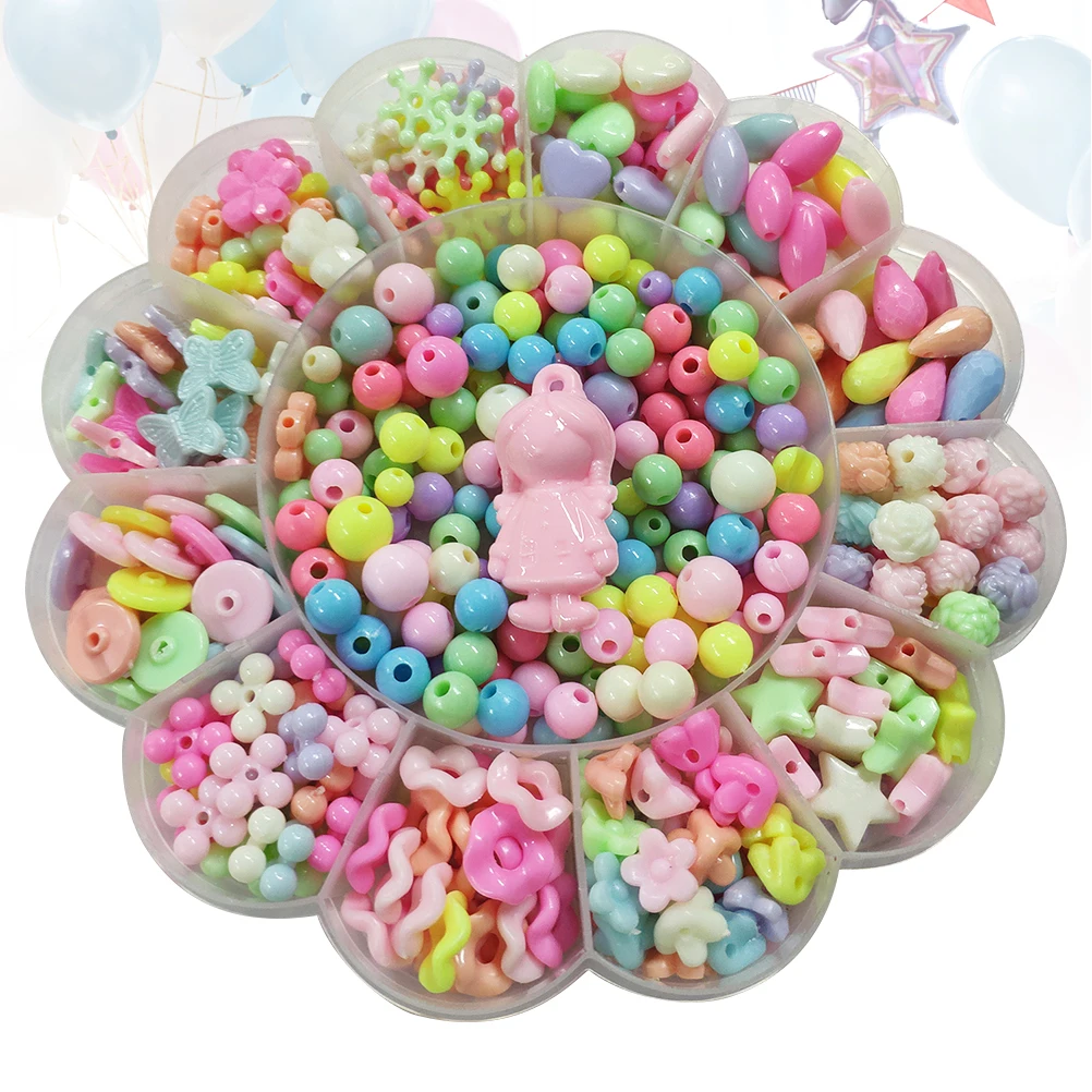 1 ensemble de perles d'artisanat pour enfants, perles à enfiler pour la création de colliers, bracelets et bijoux, perles acryliques colorées, éducatives