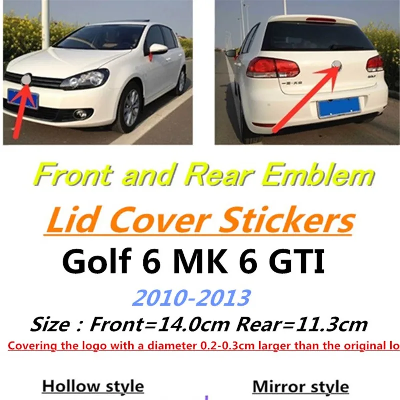 2 szt. Naklejki na kratkę przedniego grilla/tylną klapkę z logo do Golfa-6 Golf6 mk 6 2009-2013 Osłona emblematu samochodowego