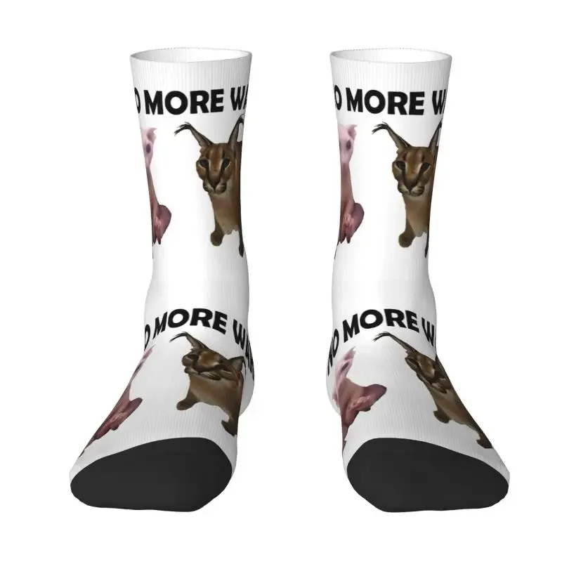 Funny Men's No More War Big Floppa And Bingus Dress Socks Unisex Warm Breathbale 3D Print Funny Cat Meme Crew Socks