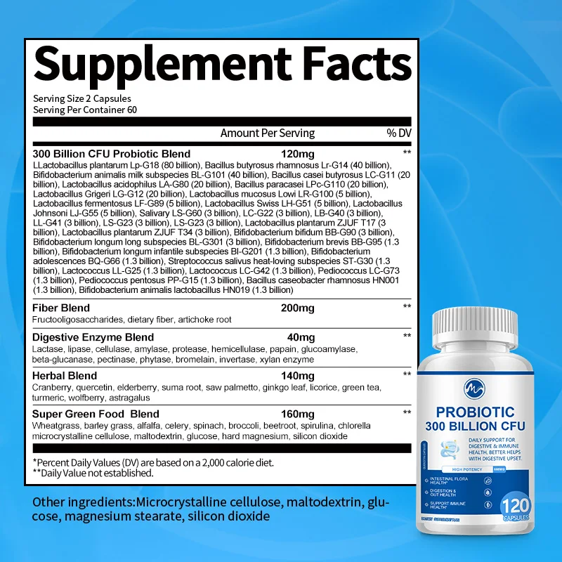 Minch Lactobacillus Probiotiques Enzymes Digestives & Fibres Prébiotiques Santé Digestive Plus Efficace Santé Intestinale Complément Alimentaire