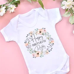 Happy Birthday Daddy / Mommy Baby Bodysuit Summer Toddler Jumpsuit Boys Girls Clothes Parents Birthday Party Infant Outfits Gift