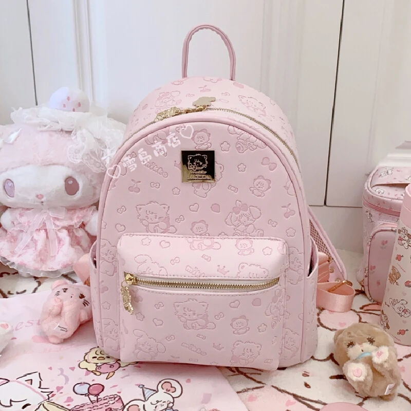 Anime Mikko Double Shoulders Bag Mikko Printed Backpack Pink Cute Large Capacity Commuter Backpack Travel Backpack For Girl Gift