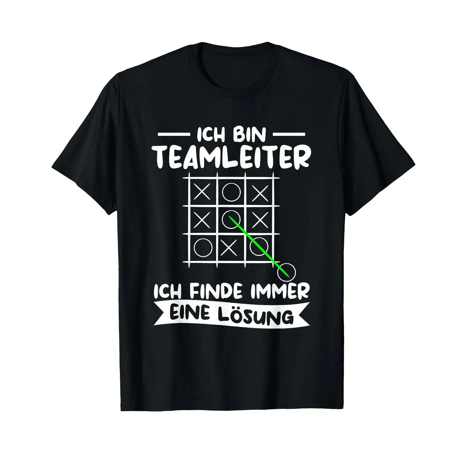 Ich Bin Teamleiter Finde Immer Eine Lösung Office Chef T Shirt black vintage Washed Casual Comfortable homme Stylish Unisex