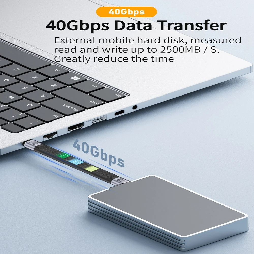 노트북 휴대폰 태블릿용 C타입 USB C to C 고속 충전 짧은 FPC 코드, 40Gbps 데이터 케이블, 8K @ 60Hz 디스플레이, 240W