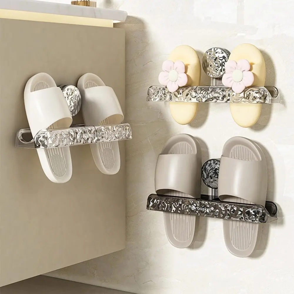 

Light Luxury Plastic Suction Cup Slipper Hanger Punch-Free Drying Shoe Rack Wall-mounted Space Saving Slippers Hook for Home