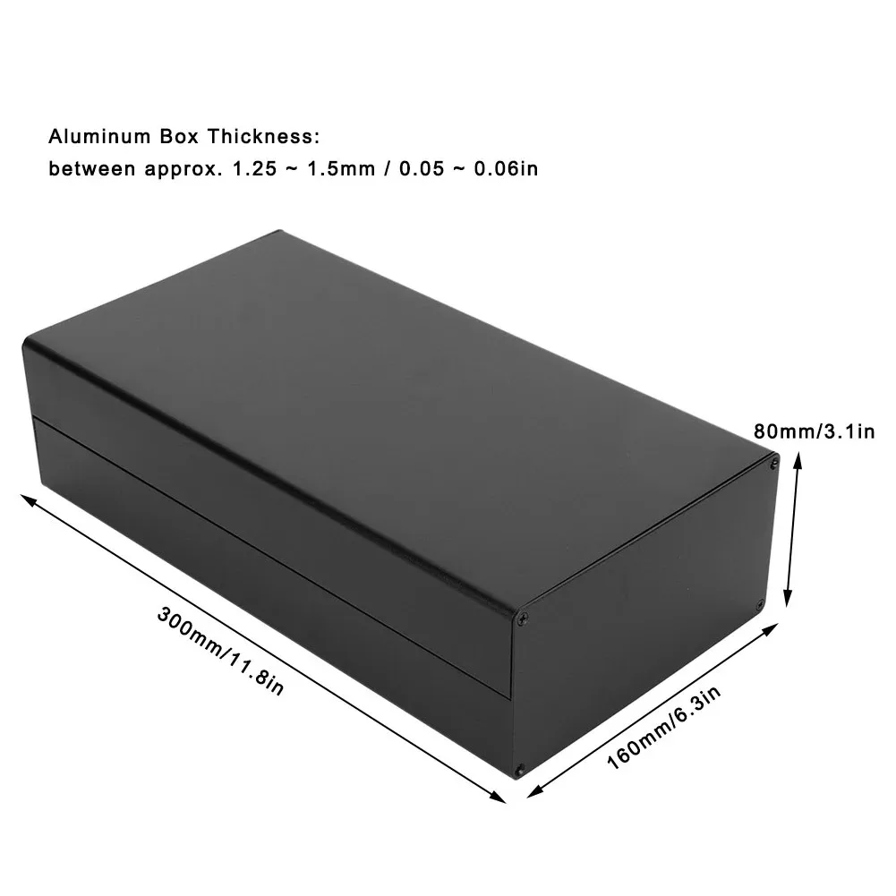80x160x260mm DIY Electronic Housing Junction Box Black Metal Aluminum Case PCB Instrument Project Amplifier Enclosure