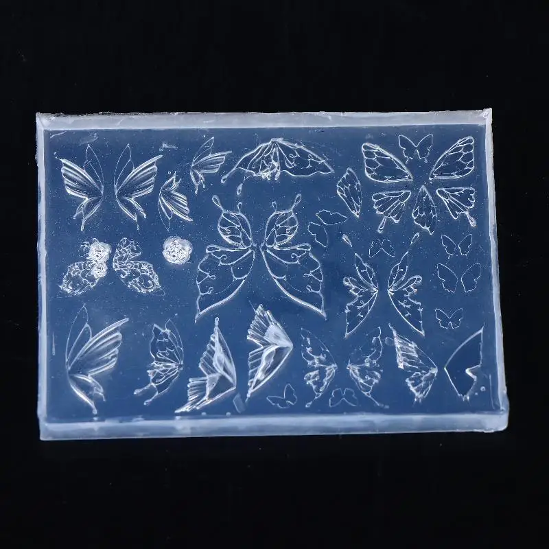3Dシリコン蝶ネイルカービングモールド蝶の羽スタンピングプレートネイルステンシルネイルテンプレート