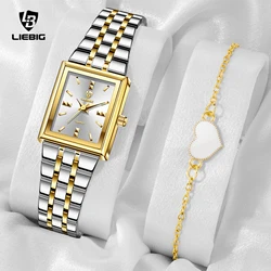 LIEBIG Luxury Elegant Simple Quartz Wristwatches and Bracelet Fashion Women's Watch Stainless Steel Strap Time Watch Reloj Mujer