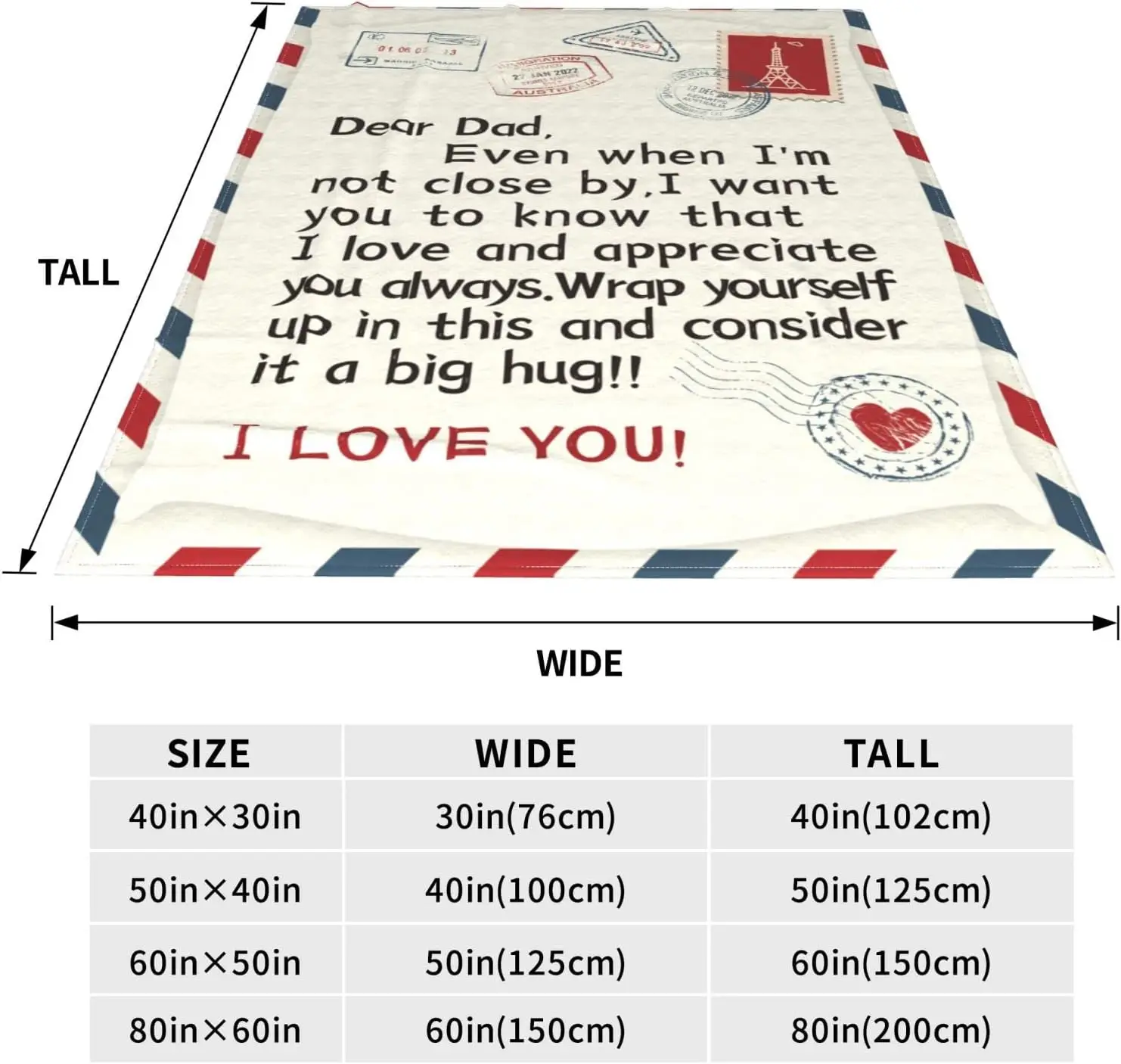 مخصص أبي بطانية من ابنة ابن إلى أبي رمي بطانية البريد الجوي رسالة أبي بطانية هدية لهدايا عيد ميلاد الآباء #5