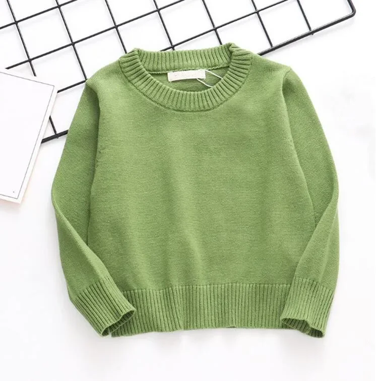 

2021 New Kids Boy Girls Classic Pure Pullover Spring Sweater Long Sleeve Shirt More Color Causal Clothes