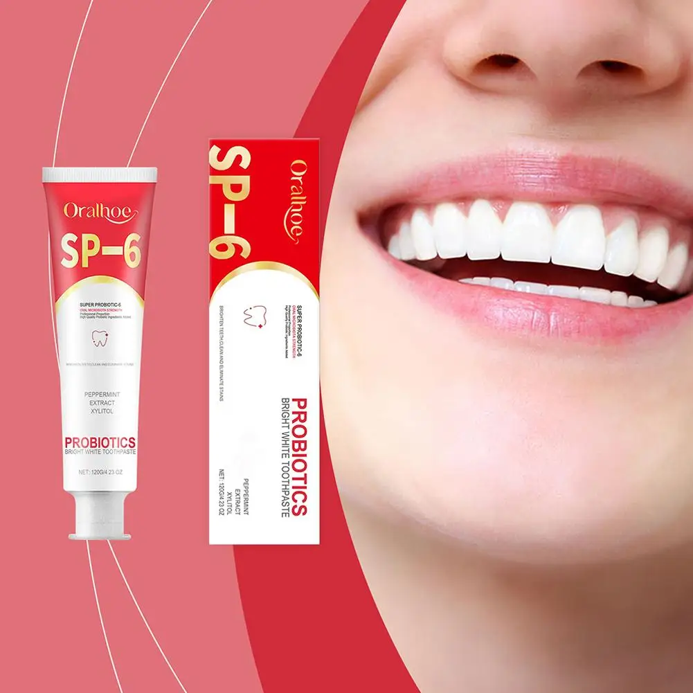 Dentifricio probiotico SP-6 sbiancante denti rimuovi macchie di placca sbiancante per denti igiene orale pulisci alito fresco Denta 120g