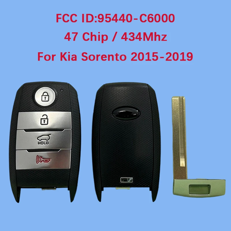 

CN051081 Aftermarket 4 Button Smart Key Fob 434MHz FCC 95440-C6000 47 Chip For KIA SORENTO 2015-2019