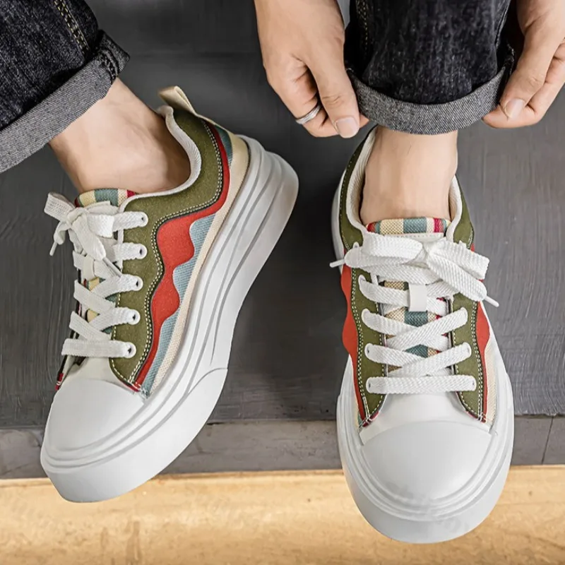 

Men's Color Block Mesh Breathable Low Top Casual Sport Shoes 2025 Autumn Fashion Versatile Comfortable Anti Slip Chunky Sneakers