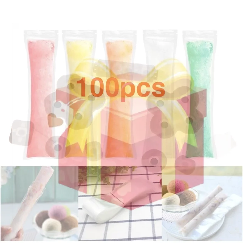 【HG】100pcs DIY Ice Popsicle Bag Cream Maker Mold Disposable Ice Mold Freezer Bag For Yogurt Sticks