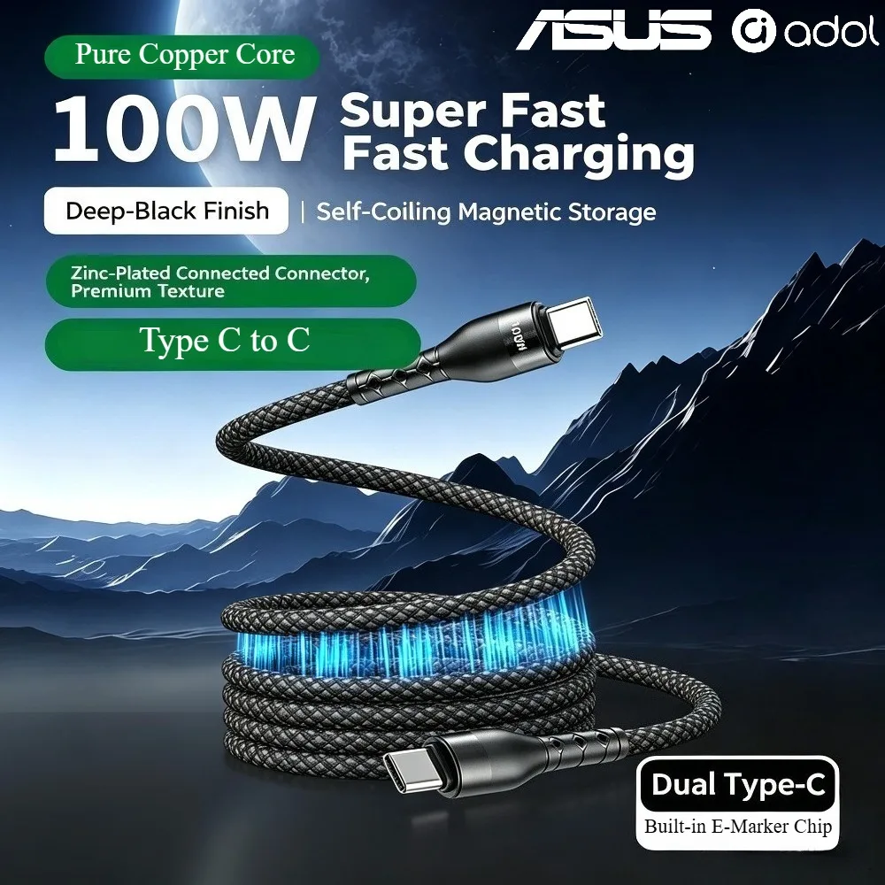 ASUS 100W USB-C Pure Copper Core Fast-Charging Cable For 17ProMax/17Pro/17/16ProMax/16Pro/16/15ProMax/15Pro/15/ iPad MacBook pro
