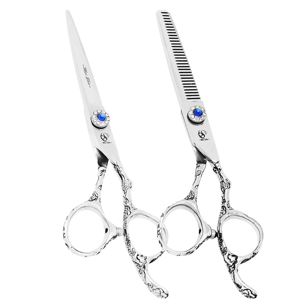 

6.0" Hairdressers Hair Cutting Scissors Thinning Shears Stainless Steel Plum Handle Hair Shears Set Comb Salon Clippers A0113A