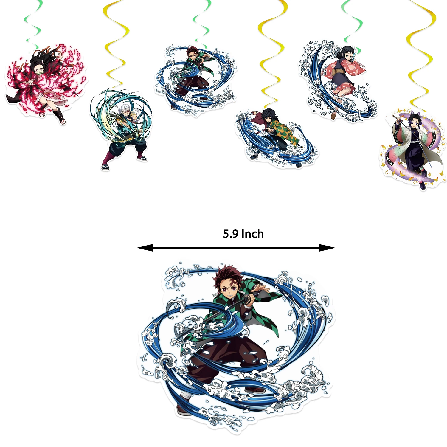 Anime Demon Slayer tema festa di compleanno Decor Banner di carta Cake Topper palloncini Demon Slayer forniture per feste per Baby Shower