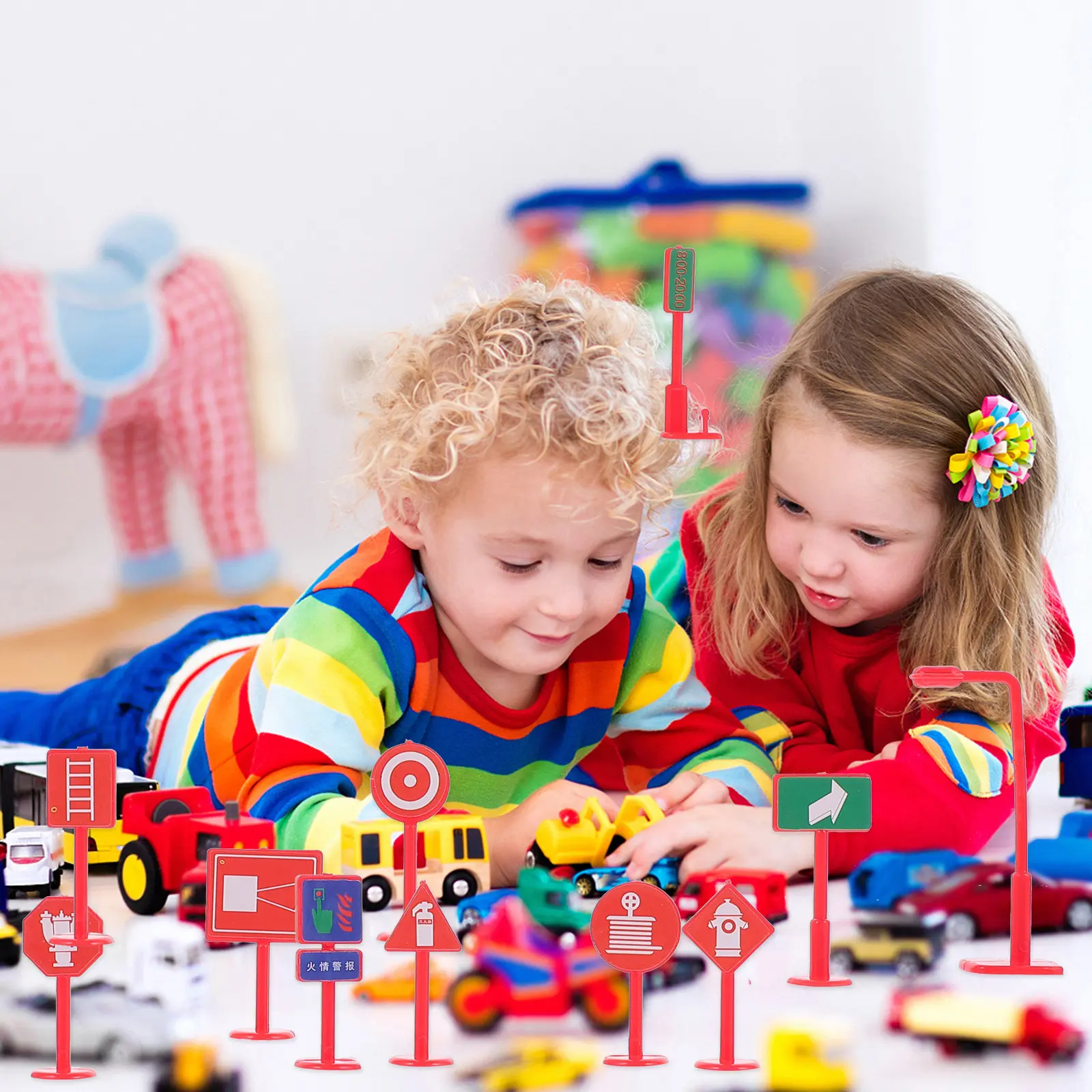 

7 Sets Traffic Sign Simulation Barriers Safety Roadblock Early Childhood Cognitive Play Vehicle Scene Game Traffic Sign Toy