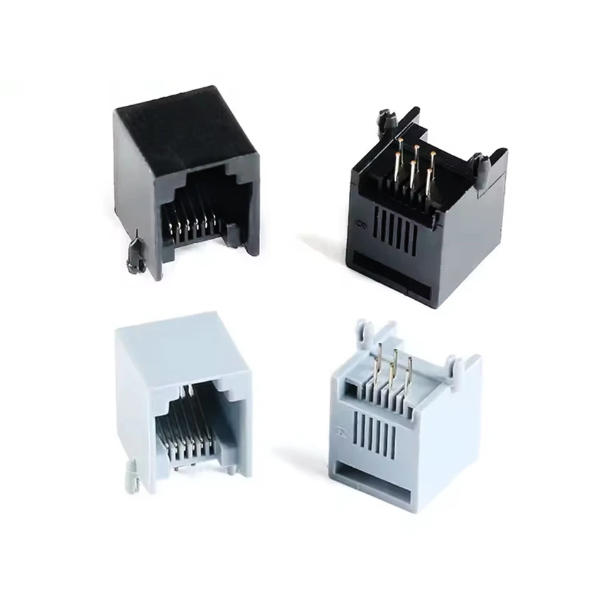 10 قطعة RJ11 6P6C PCB جبل الهاتف وحدات مقبس توصيل واجهة كريستال أنثى المقبس الهاتف ل التوصيل جاك أسود أبيض