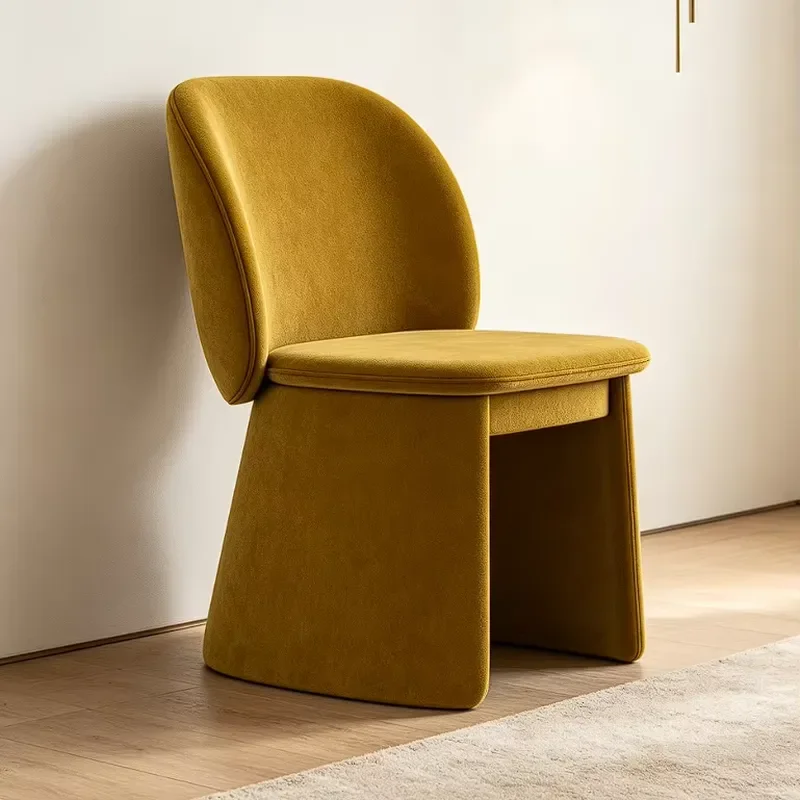 Factory Direct Arched Curved Backrest Fabric Leisure Chair Integrated Base Home Furniture for Living Room Villa