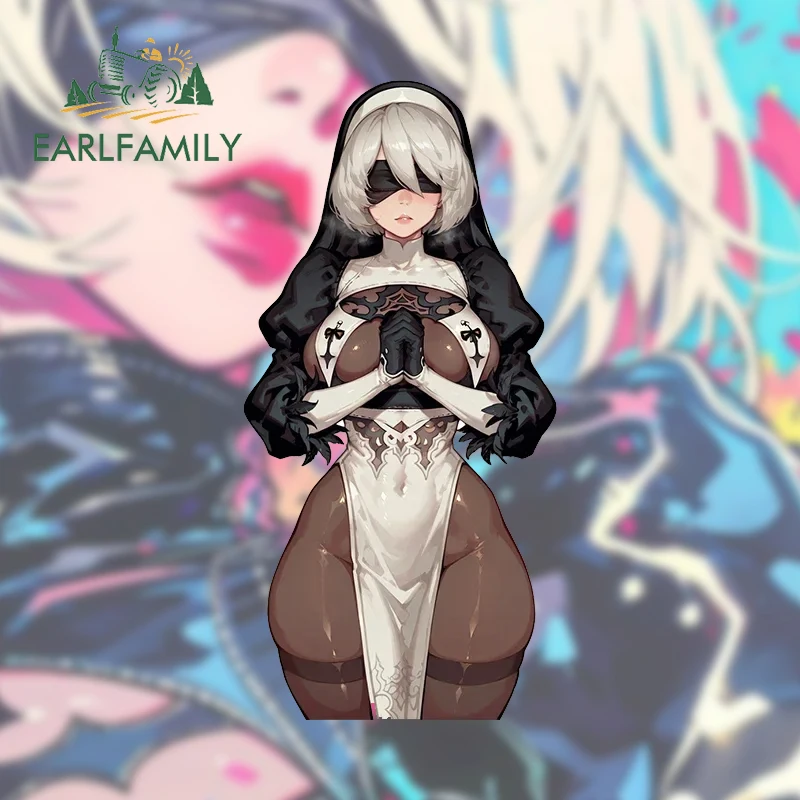 EARLFAMILY Nun 2B Nier Car Reflective Stickers Gothic Game Laptop Refrigerator Decals Nice Vinyl Scratch Proof Car Accessoires
