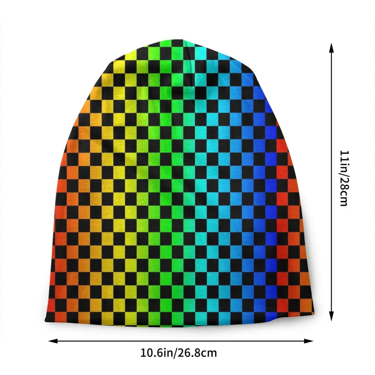Rainbow Checkers Checkerboard Skullies Beanies Caps Unisex Winter Warm Knitting Hat Men Women Street Adult Bonnet Hats Ski Cap