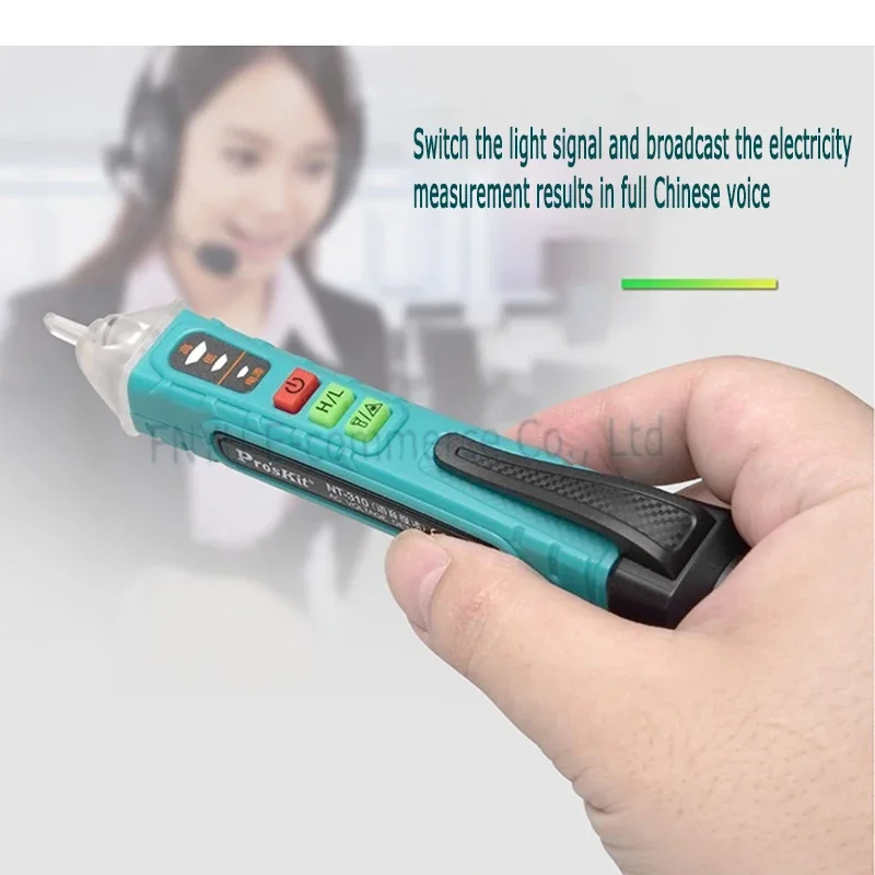 Pro'sKit-Bolígrafo de prueba sin contacto, medidor de voltaje de NT-310, sonda de inducción CAT de 1000V, Detector de voltaje de voz multifunción