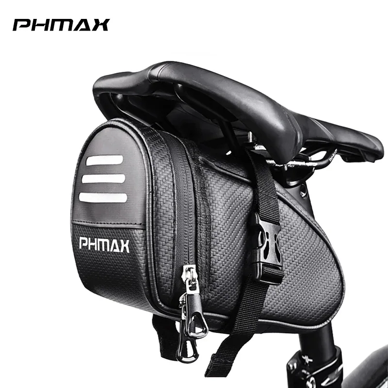 AliExpress NONE PHMAX Portable Bike Saddle Bag Large Capacity Bicycle Saddle Storage Bag with Reflective Strips Waterproof MTB Road Seat Bag