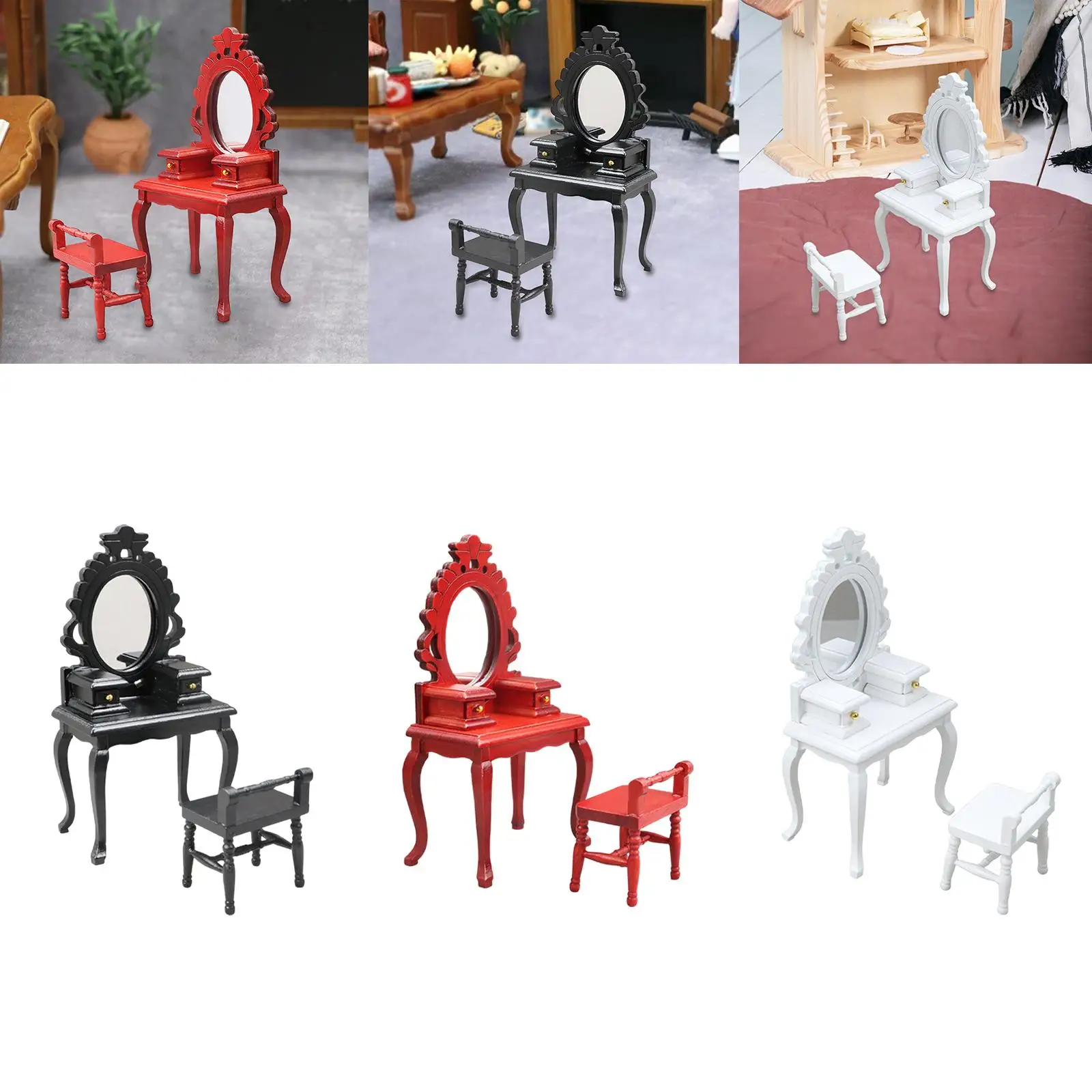 Jifengmusical-Ensemble de tabourets miniatures en spanTable, maison de courses, 1/12