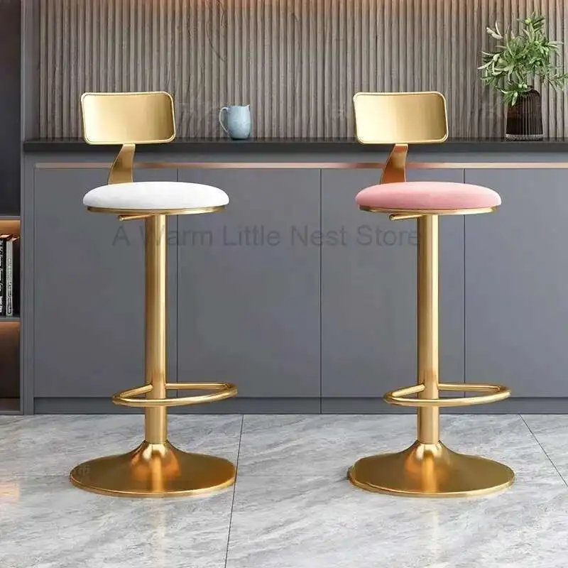 

Bar Chair Rotary Lift Modern Simple Backrest Home Bar Front Desk Cashier Style High Stool Furniture