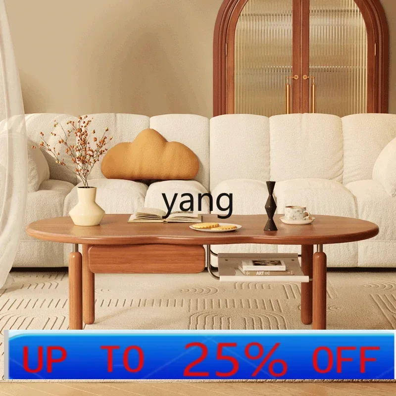 

LH solid wood coffee table French retro small apartment special-shaped cloud simple tea table