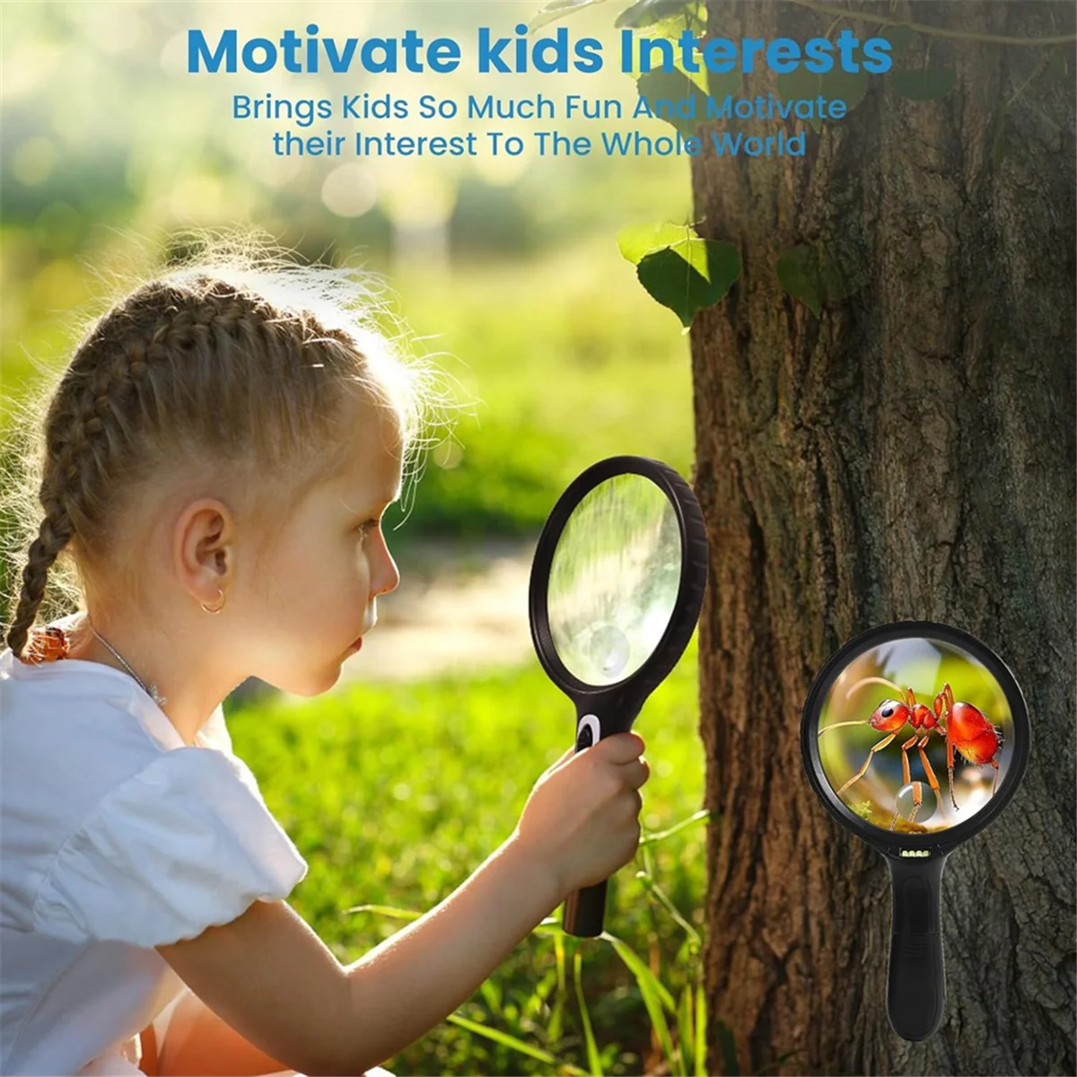 A99U Magnifying Glass with Light,10x 20x Handheld Magnifying Glass with 4 LED High Brightness Lights, for the Elderly to Read