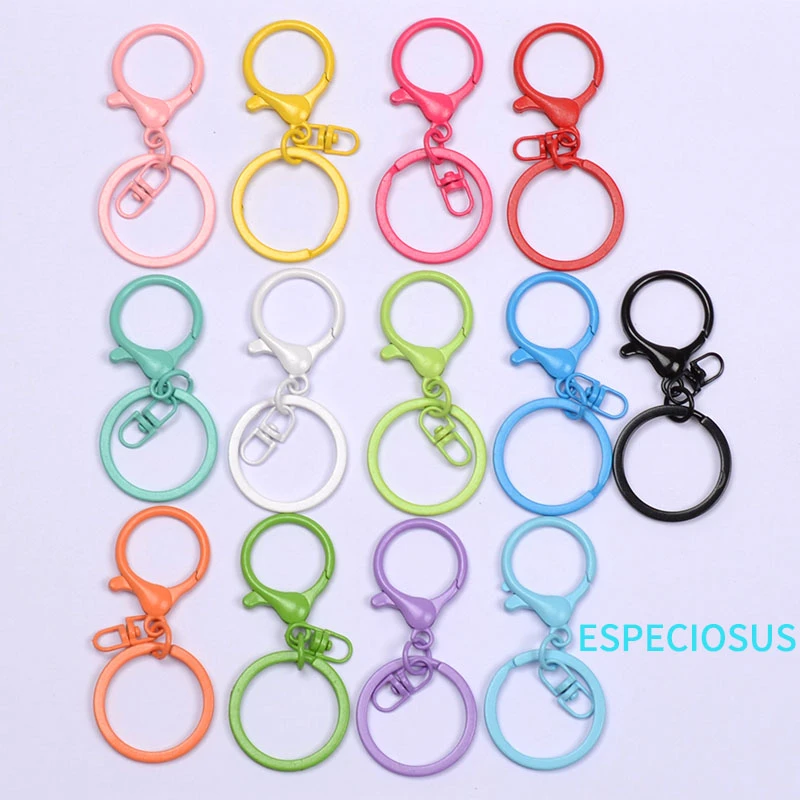 Key Chain Parts Circular Ring Alloy Lobster Clasps Multi Color Painted Spring Buckle Knot Snap Hook For DIY Jewelry Accessories