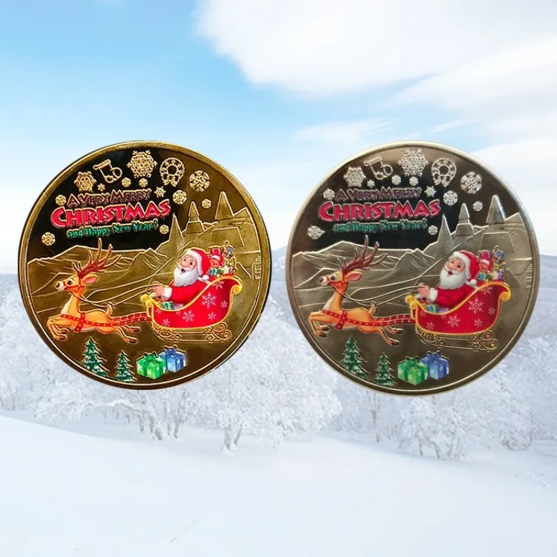 

Merry Christmas Wishing Coins Metal Commemorative Coins Products Kids Christmas Gift Thoughtful Xmas Eve Present Navidad Natal