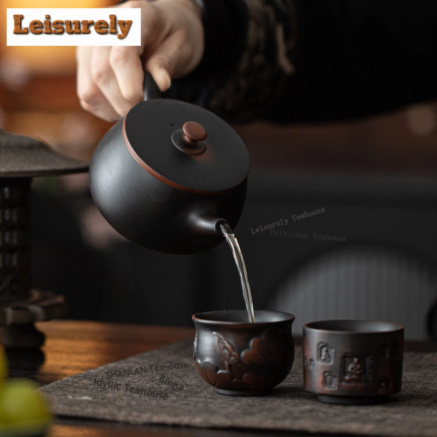 300ML Purple Pottery Large Caliber Teapot Elegant Tea Infuser Pot Household Tea Maker Kettle with Strainer Tableware Decoration