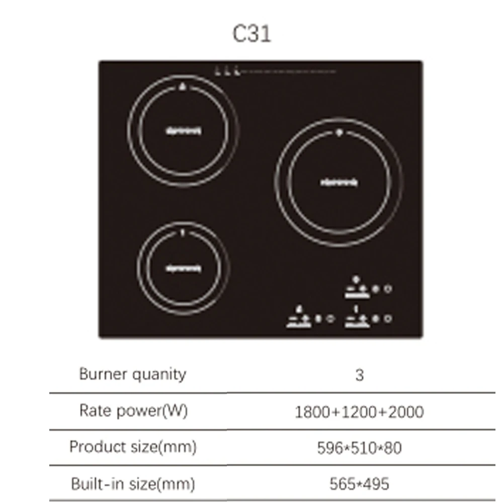 Commercial Threer-head Electric Cooker Ceramic Cooker Electric Stove Integrated Embedded Cooktop Stove High Power Ceramic Hob